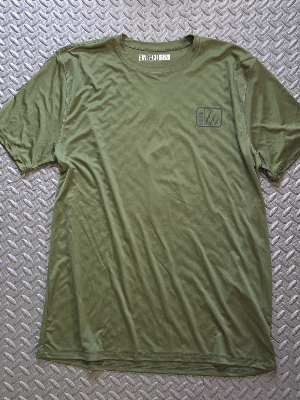 Fintech Men's Olive Crew Neck Short Sleeve Tee